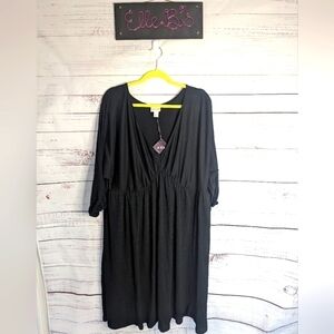 NWT Ava & Viv Black Textured Dress w/ Pockets XXL, 2X